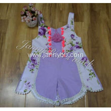 latest design purple floral baby bubble sunsuit rompers